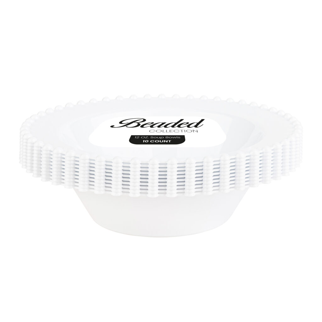 Beaded Collection 12oz Bowls White (10 Count)