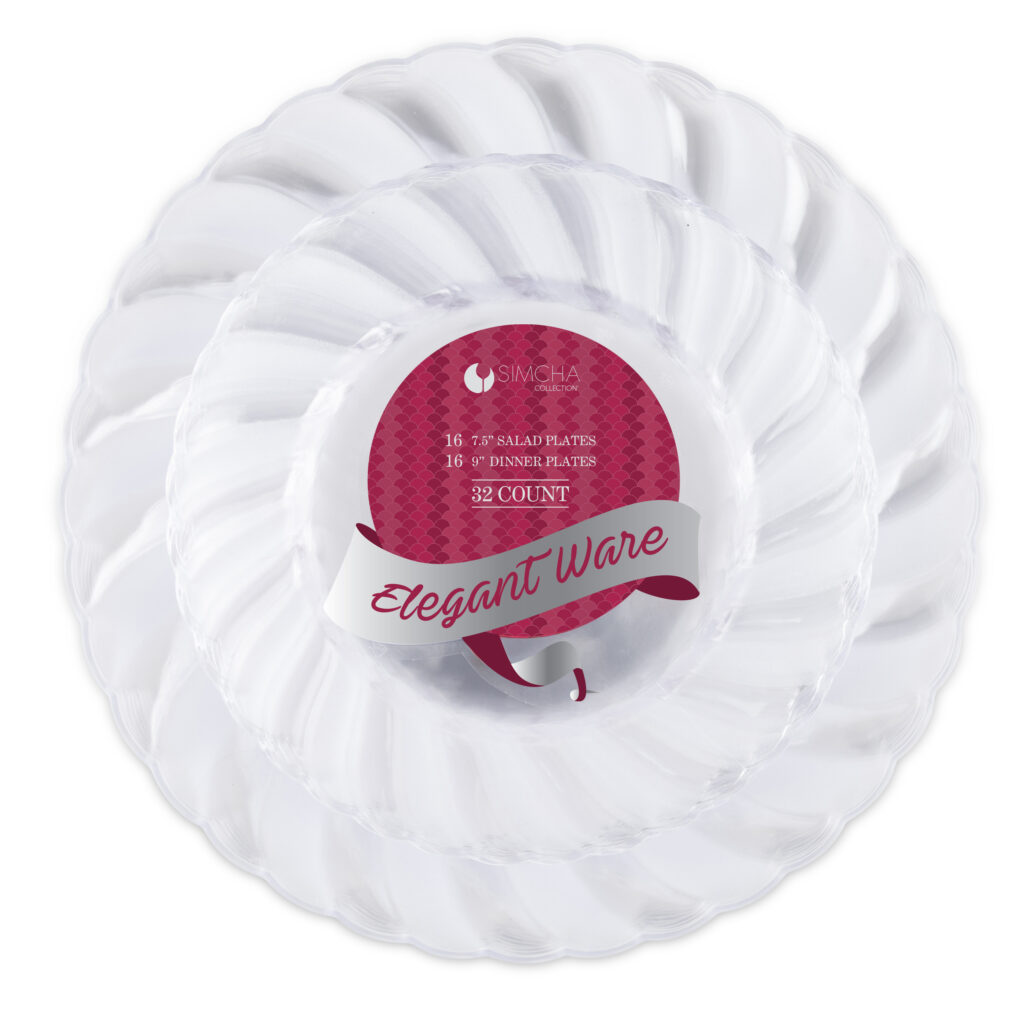 Elegant Ware Collection Clear Combo Shrink 7" & 9" Plates (16 Count x 2)