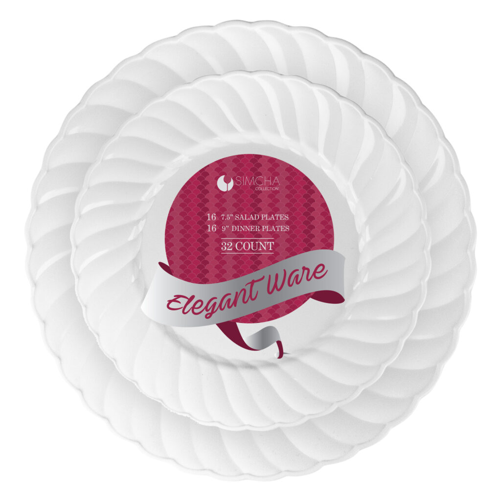 Elegant Ware Collection White Combo Plates (32 Count- 16 Count 7.5" & 16 Count 9")