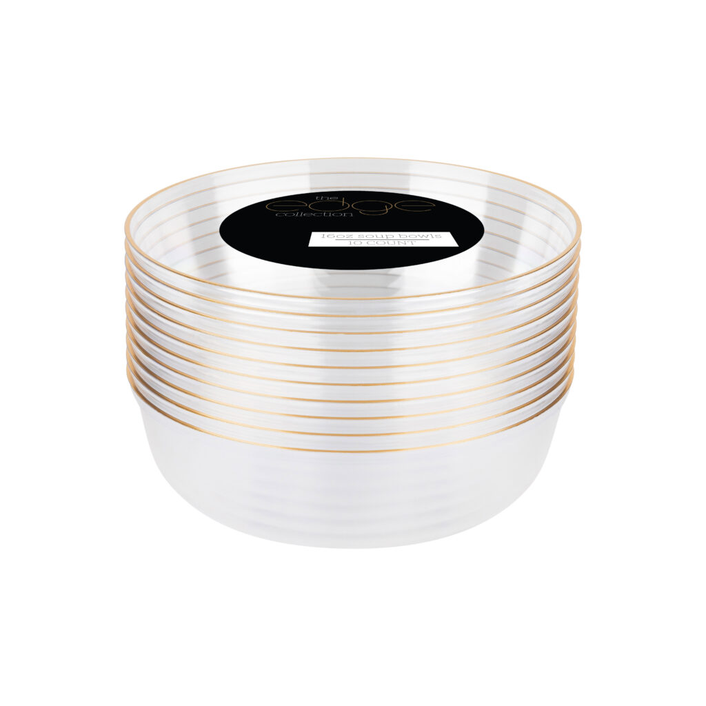 Edge Bowls 16oz Clear with Gold Rim (10 Count) - Image 3