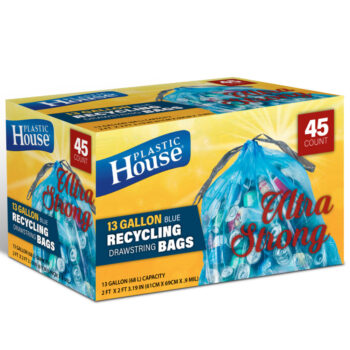 13 Gal Blue Drawstring Recycling Garbage Bags (45 Count)