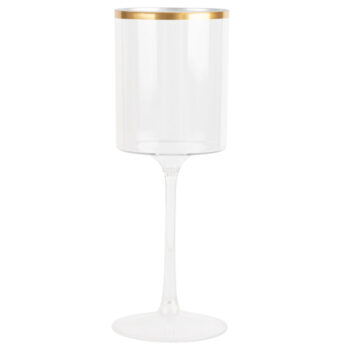 Square Wine Glass 14oz Clear/Gold Rim (5 Count)