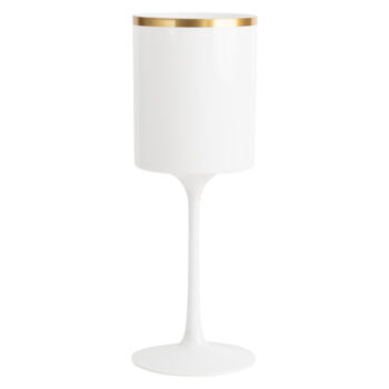 Square Wine Glass 14oz White/Gold Rim (5 Count)