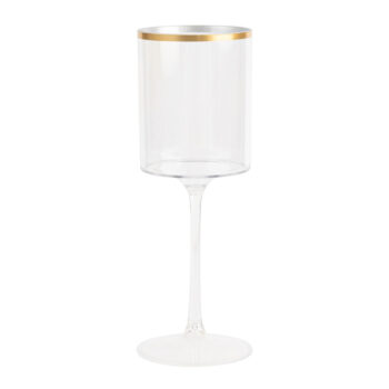 Square Wine Glass 9oz Clear/Gold Rim (5 Count)