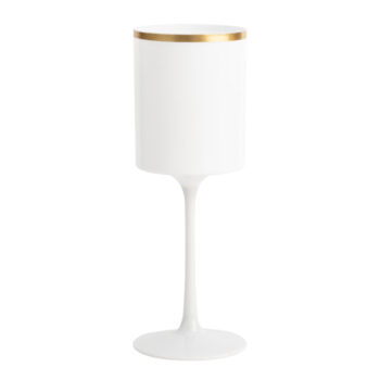 Square Wine Glass 9oz White/Gold Rim (5 Count)