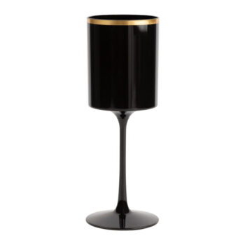 Square Wine Glass 9oz Black/Gold Rim (5 Count)