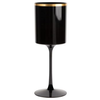 Square Wine Glass 14oz Black/Gold Rim (5 Count)
