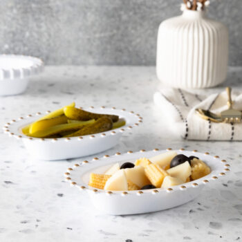 Alternative view of Beaded Collection 7oz Oval Bowls White/Gold (10 Count)