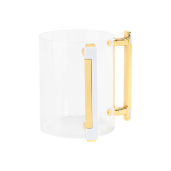 Acrylic Wash Cup Deco Handle Gold/White