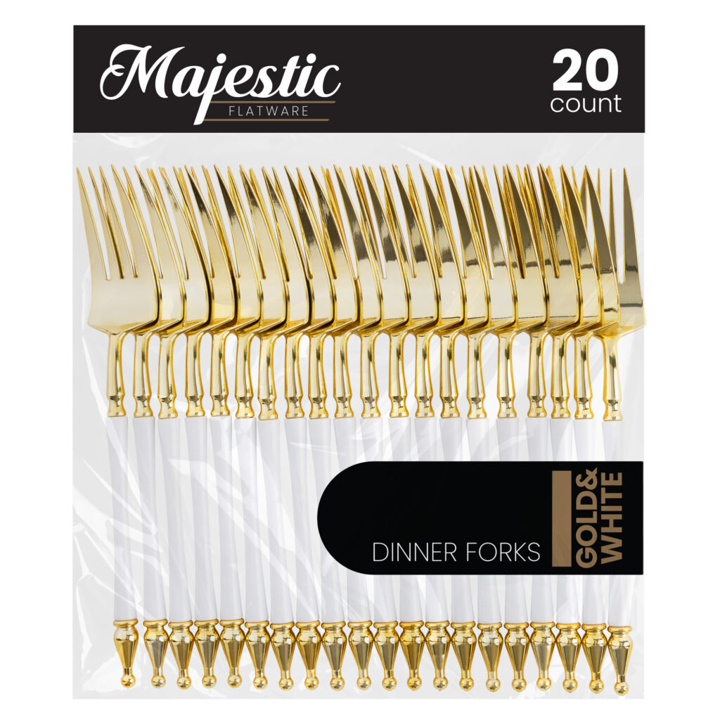 Majestic White/Gold Dinner Forks (20 Count)