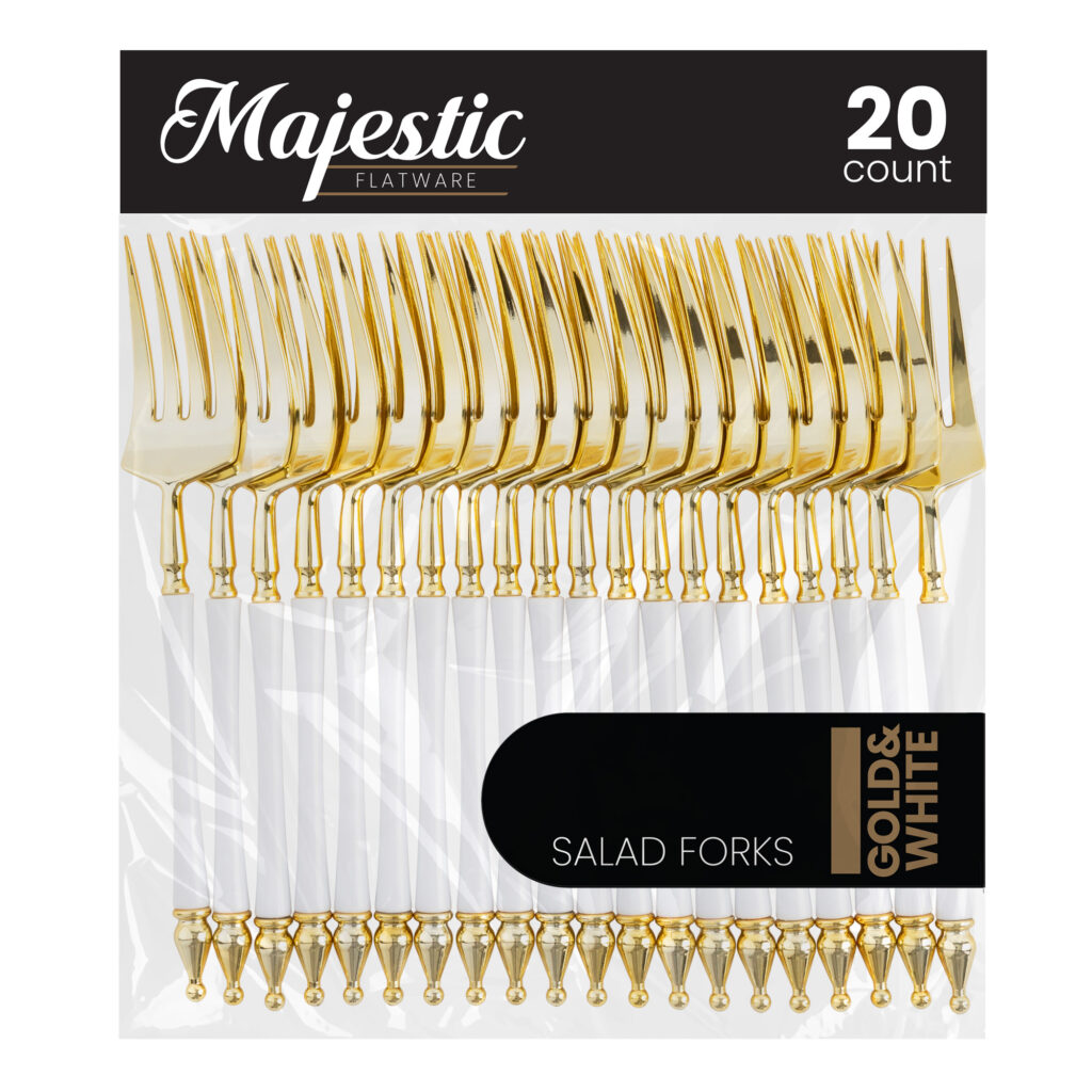 Majestic White/Gold Salad Forks (20 Count)