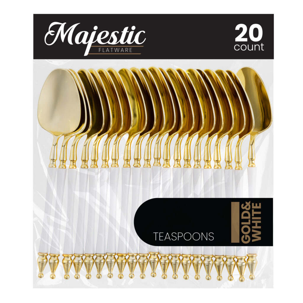 Majestic White/Gold Teaspoons (20 Count)