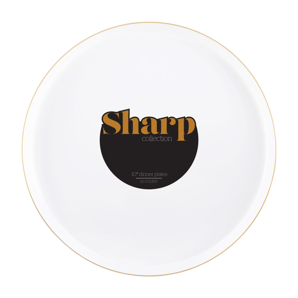 Sharp White/Gold 10" Plates (10 Count)