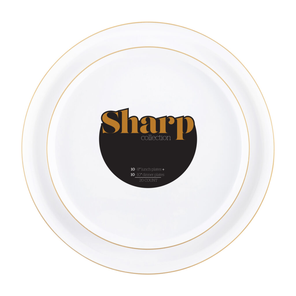 Sharp White/Gold 8" & 10" Combo Plates (20 Count)