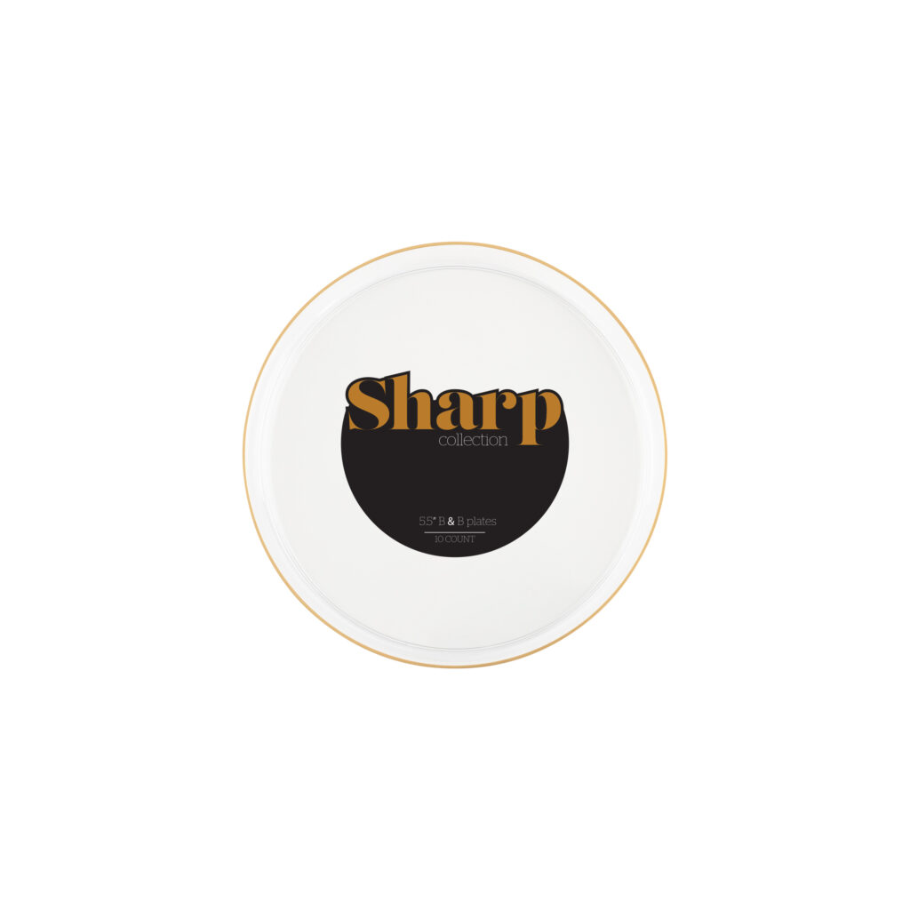 Sharp Clear/Gold Rim 5.5" Plates (10 Count)