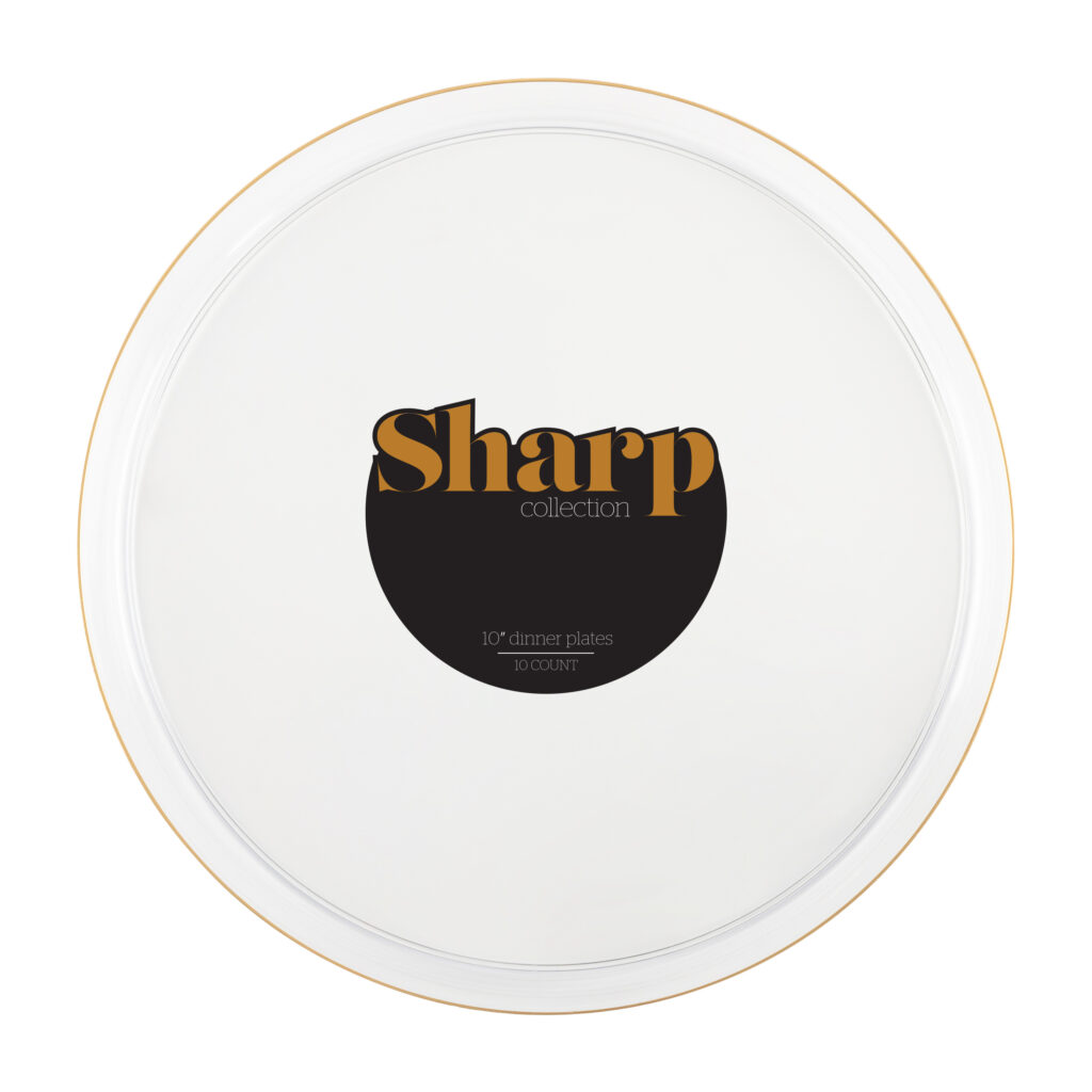 Sharp Clear/Gold Rim 10" Plates (10 Count)
