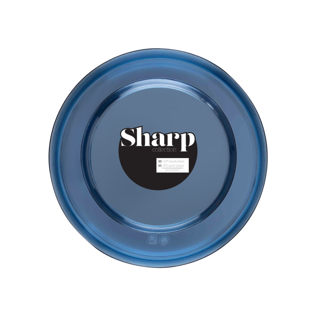 Sharp Blue Transparent 5.5" & 8" Combo Plates (20 Count)