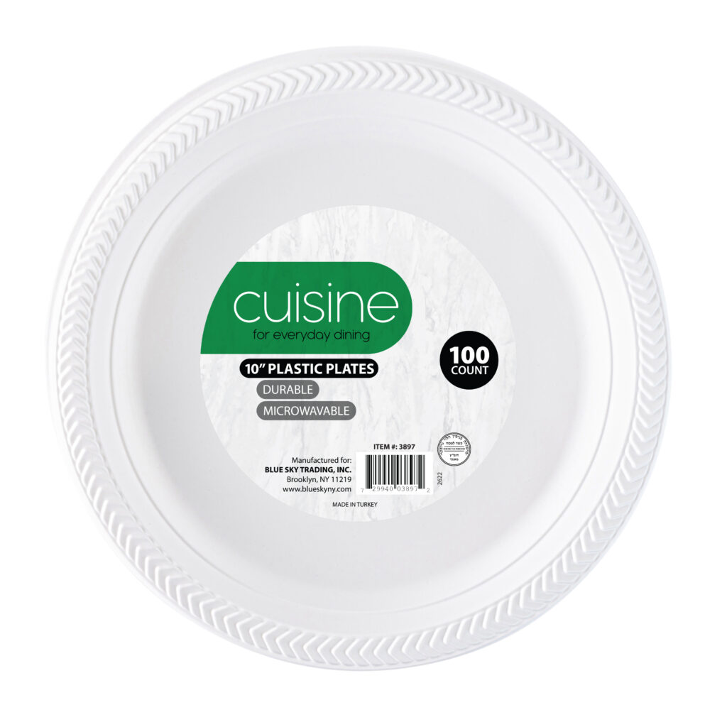 Cuisine Plastic 10" Plates White (100 Count)