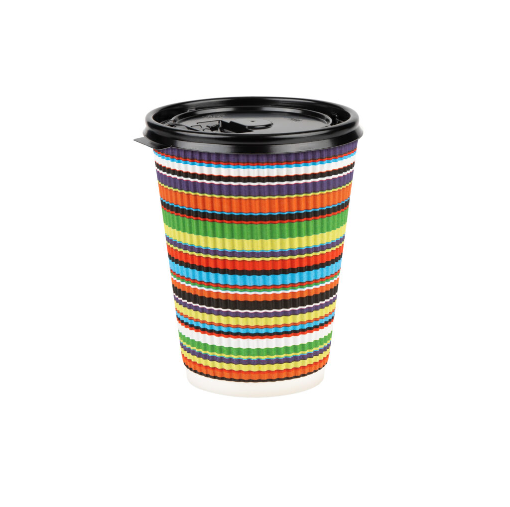 12oz Ripple Hot Cups Colored Striped Combo (14 Count)