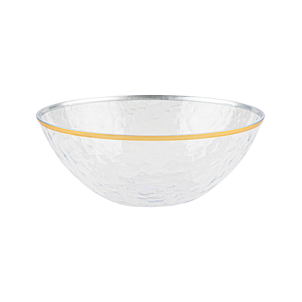 Hammered Salad Bowl 58oz Clear/Gold Rim (50 Count)