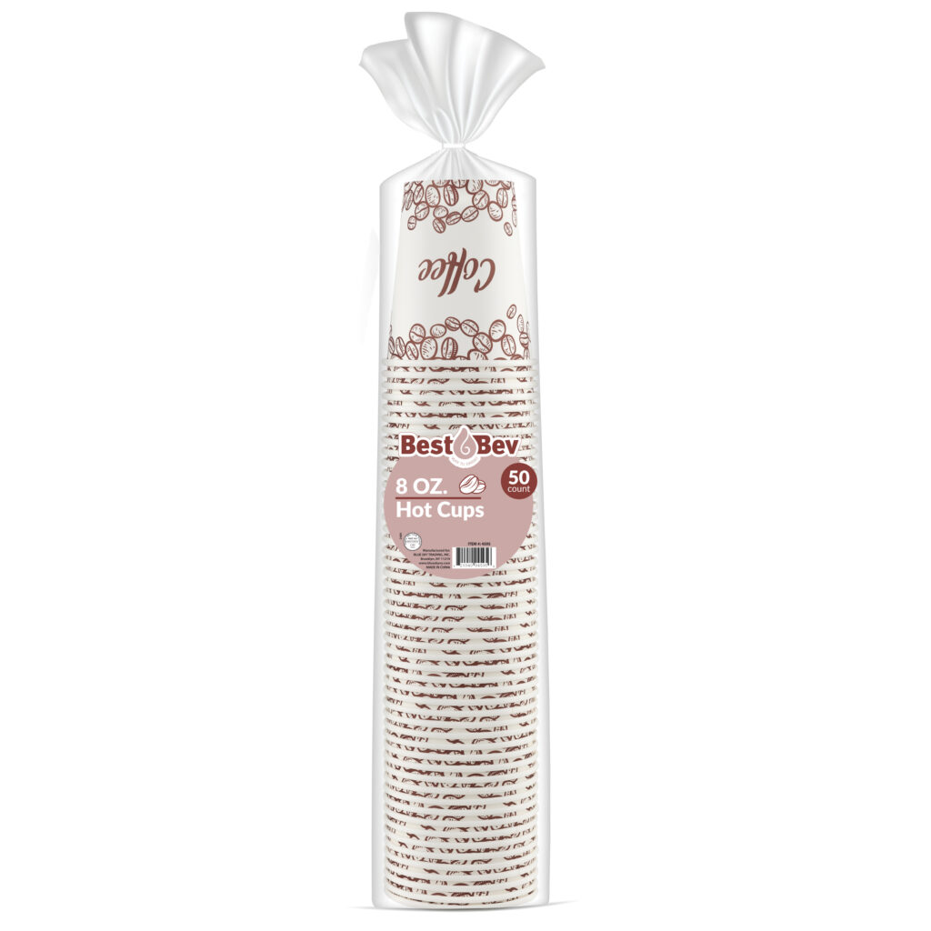 8oz Coffee Print Hot Cups (50 Count)