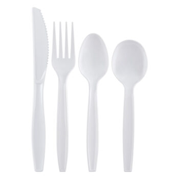 Cutlery Sectional Tray White 80 Forks, 80 Teaspoons, 40 Knives, & 40 Soup Spoons (240 Count)