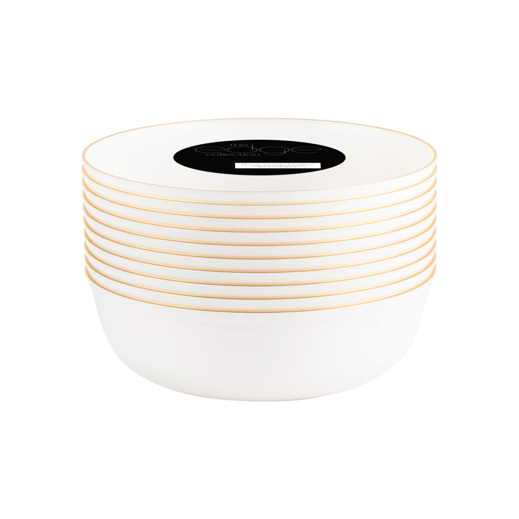 Edge 16 oz Bowls Pearl Gold Rim (10 count)