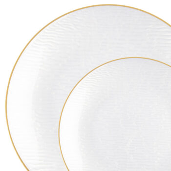 Icicles Plates Pearl/Gold Rim
