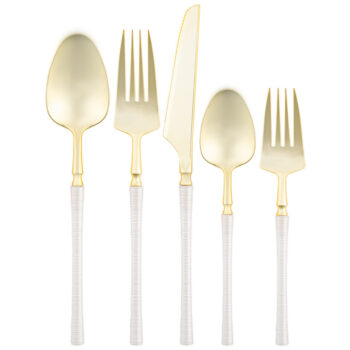 Ribbed Flatware Pearl/Gold