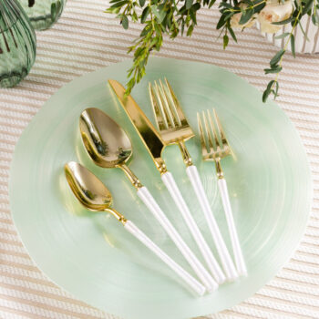 Alternative view of Ribbed Flatware Pearl/Gold
