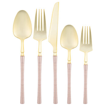 Ribbed Flatware Pink Pearl/Gold