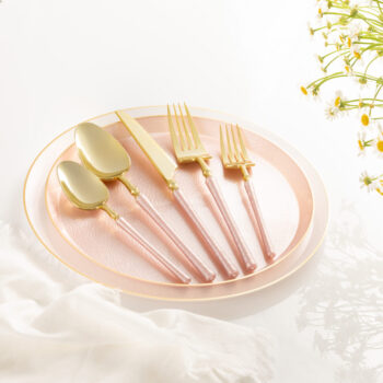 Alternative view of Ribbed Flatware Pink Pearl/Gold