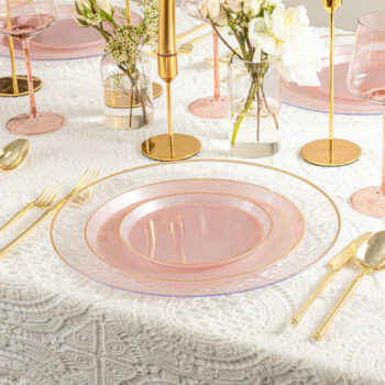 Alternative view of Edge Pebbled Pink Pearl/Gold Rim