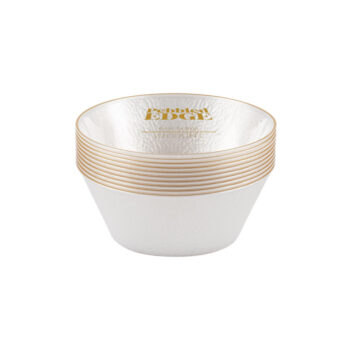 Edge Pebbled 6 oz Bowls Pearl/Gold Rim (10 Count)
