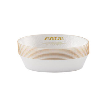 Edge Pebbled 7 oz Bowls Pearl/Gold Rim (10 Count)