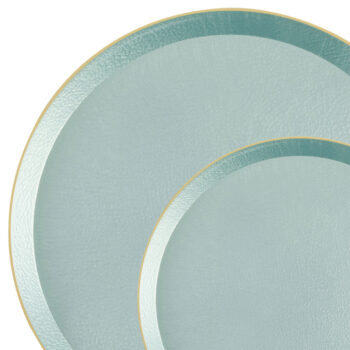 Edge Pebbled Blue Pearl/Gold Rim