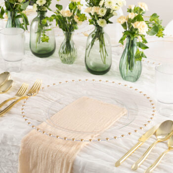 Alternative view of Beaded Clear/Gold Chargers 13" (4 count)