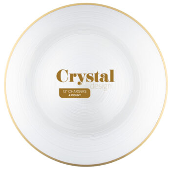 Chargers 13" Crystal Clear/Gold Rim (4 count)