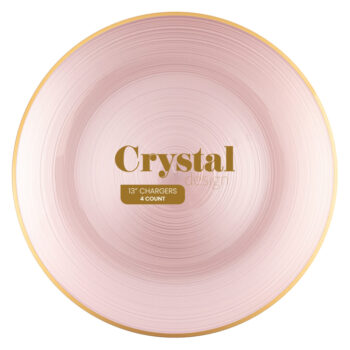 Chargers 13" Crystal Pearl Pink/Gold Rim (4 count)