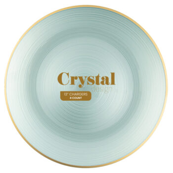 Chargers 13" Crystal Pearl Blue/Gold Rim (4 count)