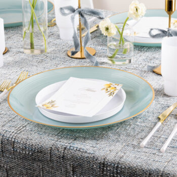 Alternative view of Chargers 13" Crystal Pearl Blue/Gold Rim (4 count)