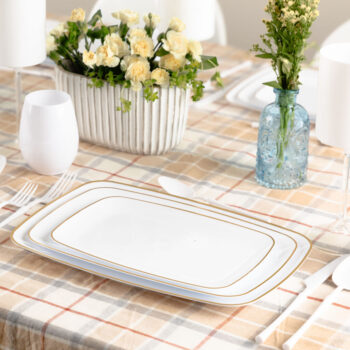 Alternative view of Organic Rectangle White/Gold Rim