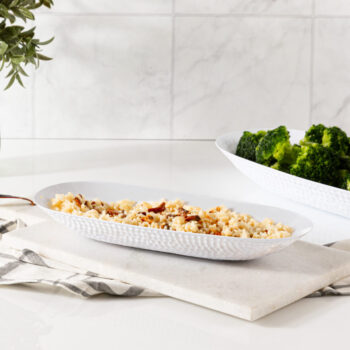 Alternative view of Long Hammered Bowl 12" White