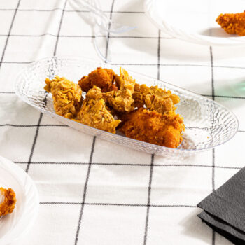 Alternative view of Long Hammered Bowl 12" Clear