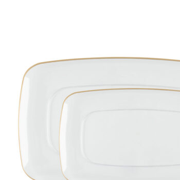 Organic Rectangle Clear/Gold Rim
