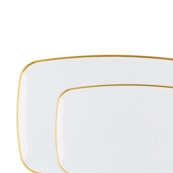 Organic Rectangle White/Gold Rim