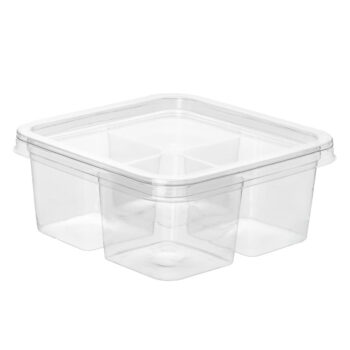 4 Section ( 7 oz Each) PET Box With Lid (200 Sets)