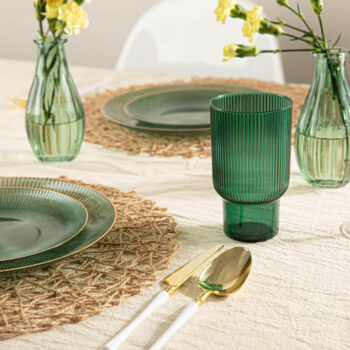 Alternative view of Ribbed Tumblers 12 oz Green