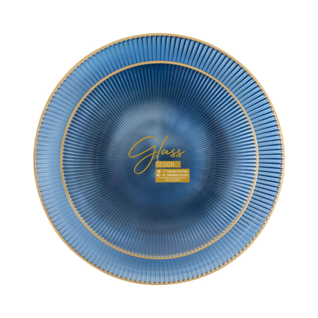 Glass Blue Transparent/Gold Rim - Image 6