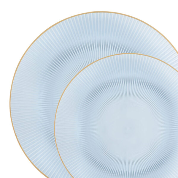 Glass Blue Transparent/Gold Rim - Blue Sky Trading